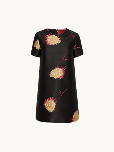 La Doublej Mini Swing Dress Derby Jacquard M In Black