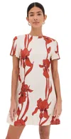 La Doublej Floral-print Silk-twill Mini Dress In Iris