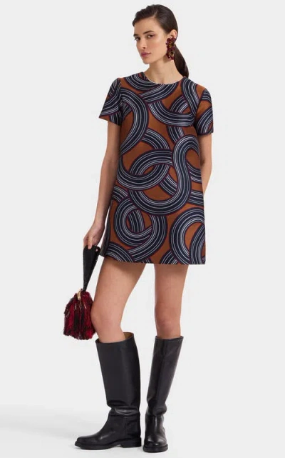 La Doublej Mini Swing Dress Montecarlo Jacquard Blue