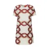 La Doublej Mini Swing Dress Tackle Jacquard Bordeaux In White