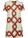 La Doublej Mini Swing Dress Tackle Jacquard Bordeaux In White