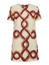La Doublej Mini Swing Dress Tackle Jacquard Bordeaux In White