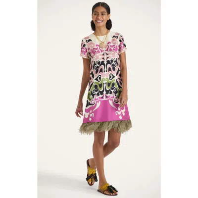 La Doublej Mini Swing Dress With Feathers Placée In Phoenix Placée Pink