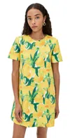 La Doublej Swing Lemon-print Shift Mini Dress