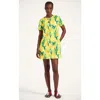 La Doublej Swing Lemon-print Shift Mini Dress