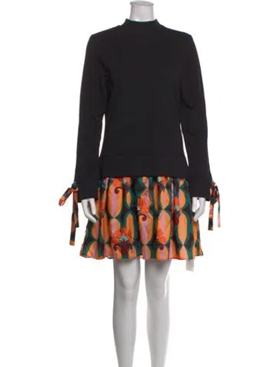 Pre-owned La Doublej Mock Neck Mini Dress In Black