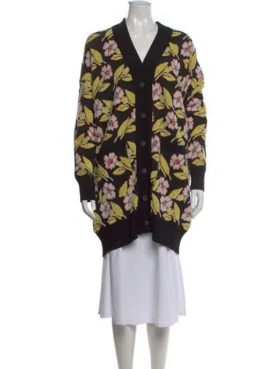 Pre-owned La Doublej Mohair Floral Print Sweater W/ Tags In Black