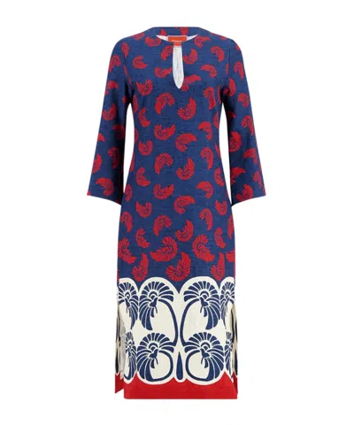 La Doublej Monogram-pattern Midi Dress In Blue