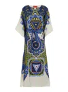 La Doublej Multicolor Kaftan With Belted Waist And All-over Graphic Print