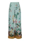 La Doublej Multicolor Pants With Rear Elastic Waist And All-over Floral Motif In Silk Woman In Pattern