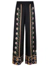 La Doublej La Double J Wide-leg Multicolor Silk Trousers With Floral