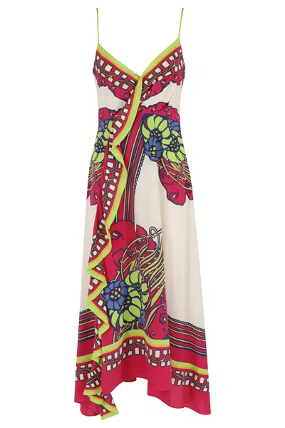 La Doublej Multicolor Turn Around Sweetheart Silk Midi Dress