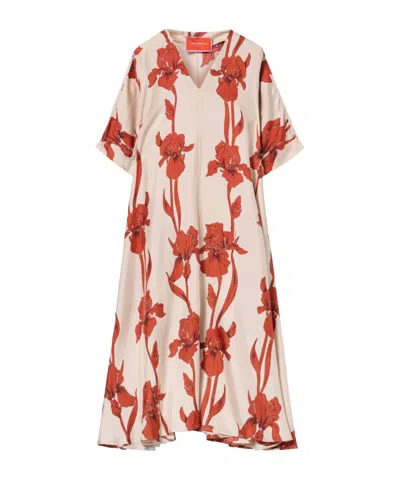 La Doublej La Double J Muumuu Printed Silk-satin Maxi Dress In Multicoloured