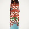 La Doublej Muumuu Printed Silk Twill Maxi Dress In Multi