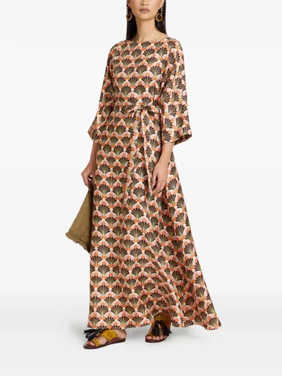 La Doublej Muumuu Dress Round Neck In Brown