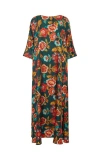 La Doublej Muumuu Floral-print Silk-twill Maxi Dress In Hottie Emerald