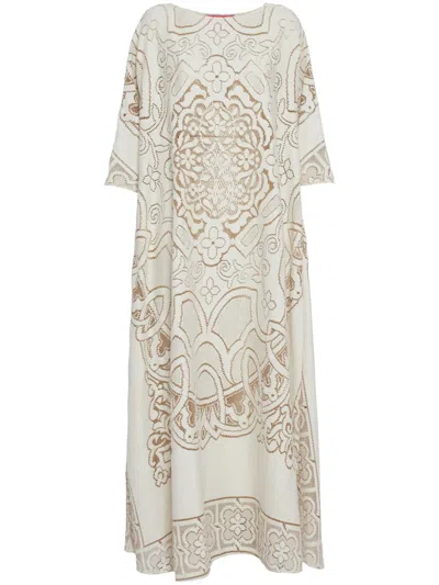La Doublej Lacey Muumuu Dress In Solid White Smoke