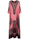 La Doublej La Double J Muumuu Printed Silk-satin Maxi Dress In Pink