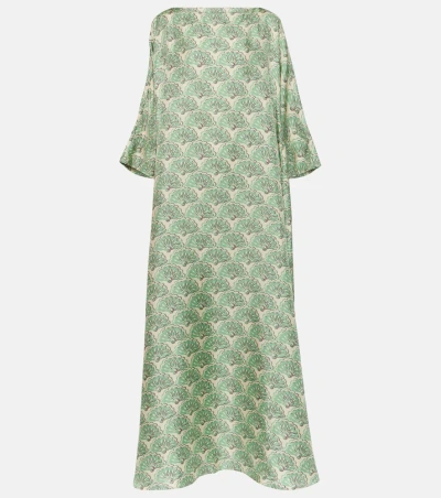 La Doublej Muumuu Printed Cotton Midi Dress In Multicolour