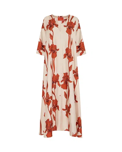 La Doublej La Double J Muumuu Printed Silk-satin Maxi Dress In Multicoloured