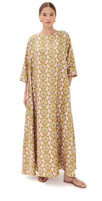 La Doublej Muumuu Silk Dress Caper In Green