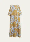 La Doublej Muumuu Dress Round Neck In Light Blue