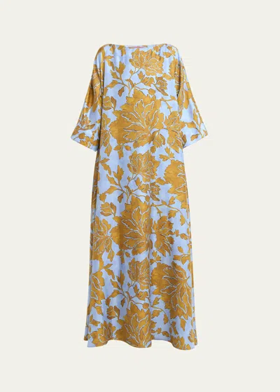 La Doublej Muumuu Tangle Loose Silk Twill Dress In Multi