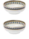 La Doublej Set Of Two Gold-plated Porcelain Snack Bowls In White