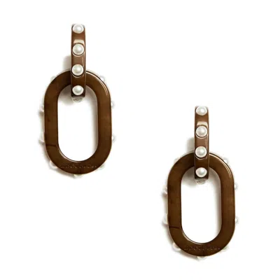 La Doublej Nefertiti Double Earrings In Solid Tortoiseshell