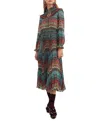 La Doublej Nefertiti Midi Dress In Giza Placee Turquoise