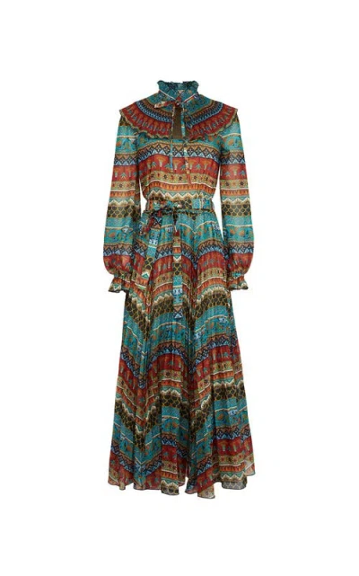 La Doublej La Double J Woman Maxi Dress Red Size L Silk In Giza Turquoise