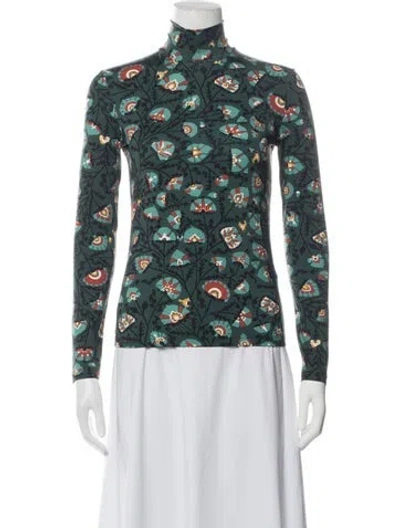 Pre-owned La Doublej Nylon Floral Print Top In Green
