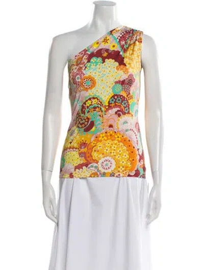 Pre-owned La Doublej Nylon Floral Print Top In Orange