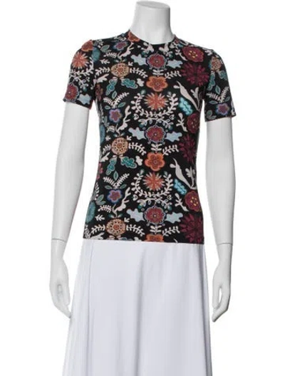 Pre-owned La Doublej Nylon Floral Print T-shirt In Black