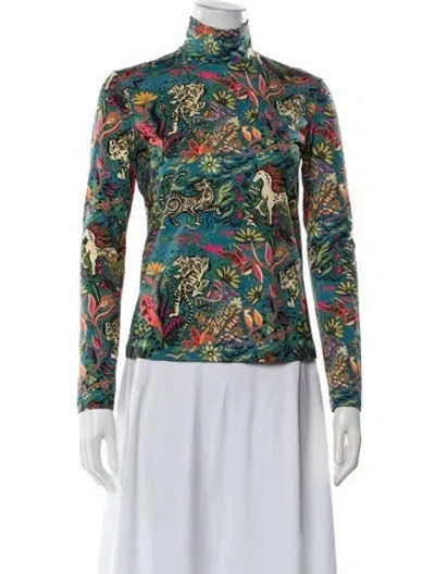 Pre-owned La Doublej Nylon Printed Top In Blue