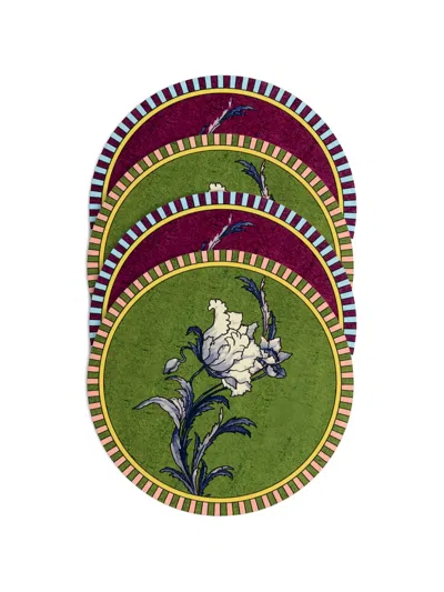 La Doublej Nymph Bloom Floral-print Set Of 4 Coasters In Multi
