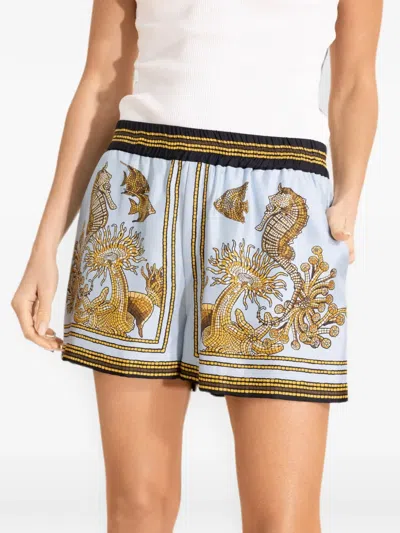 La Doublej Oceania Placée Print Shorts In Multi