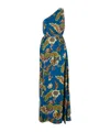 La Doublej La Double J Multicolor Floral Print One-shoulder Roy Maxi Dress In Blue