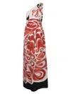 La Doublej La Double J Roy One-shoulder Printed Silk-twill Midi Dress In Red