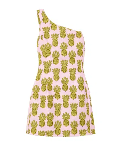 La Doublej One-shoulder Printed Mini Dress In Multi