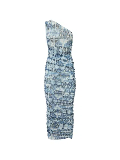 La Doublej One-shoulder Bandage Dress In Blue