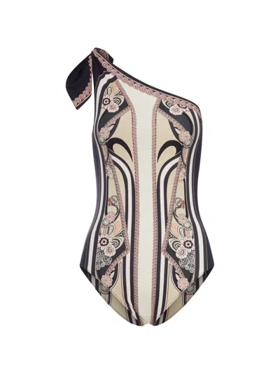 LA DOUBLEJ ONE-SHOULDER KNOT SWIMSUIT