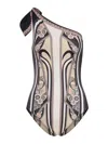 La Doublej One-shoulder Swimsuit With Ornamental Print In Multi