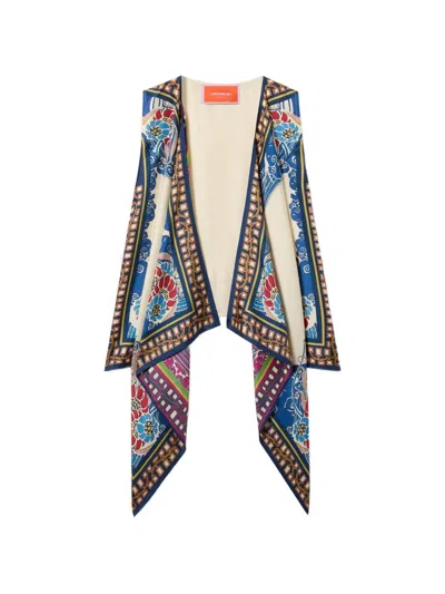 La Doublej Open-front Scarf-detail Gilet In Multi