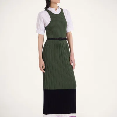 La Doublej Organetto Dress In Color Block Black & Camouflage