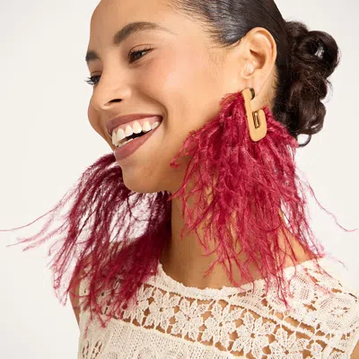 La Doublej Ostrich Earrings In Resin And Ostrich Feathers