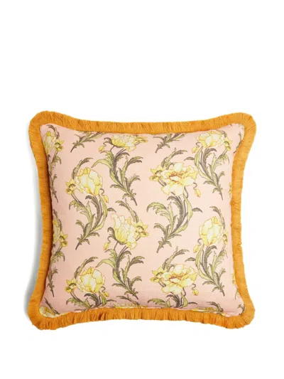 La Doublej Outdoor Cushion (60x60) With Fringes In Pink