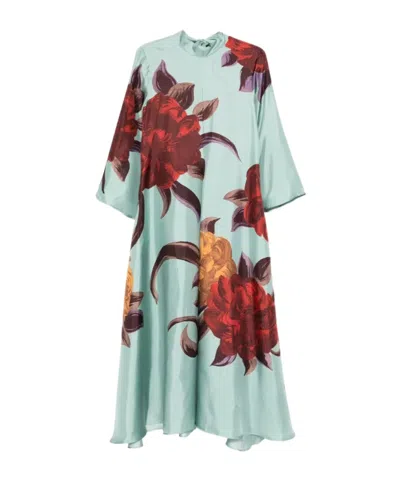 La Doublej Oversize Printed Dress In Green