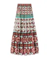 La Doublej Big Printed Tiered Cotton Maxi Skirt In Multi