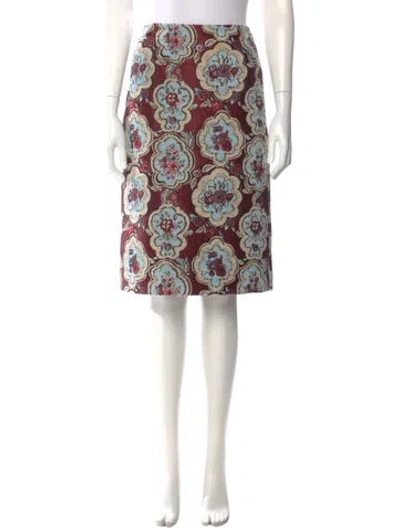 Pre-owned La Doublej Paisley Print Knee-length Skirt In Burgundy
